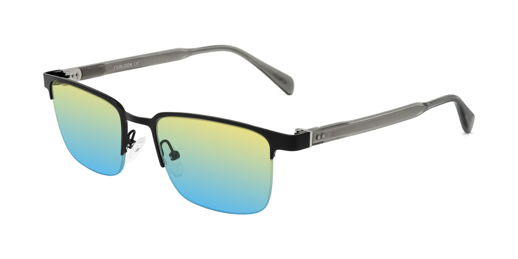 Angle of Tunt in Matte Black with Yellow / Blue Gradient Lenses