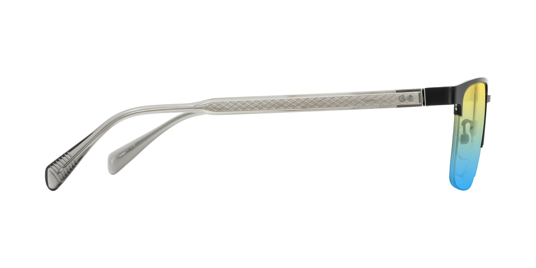 Side of Tunt in Matte Black with Yellow / Blue Gradient Lenses