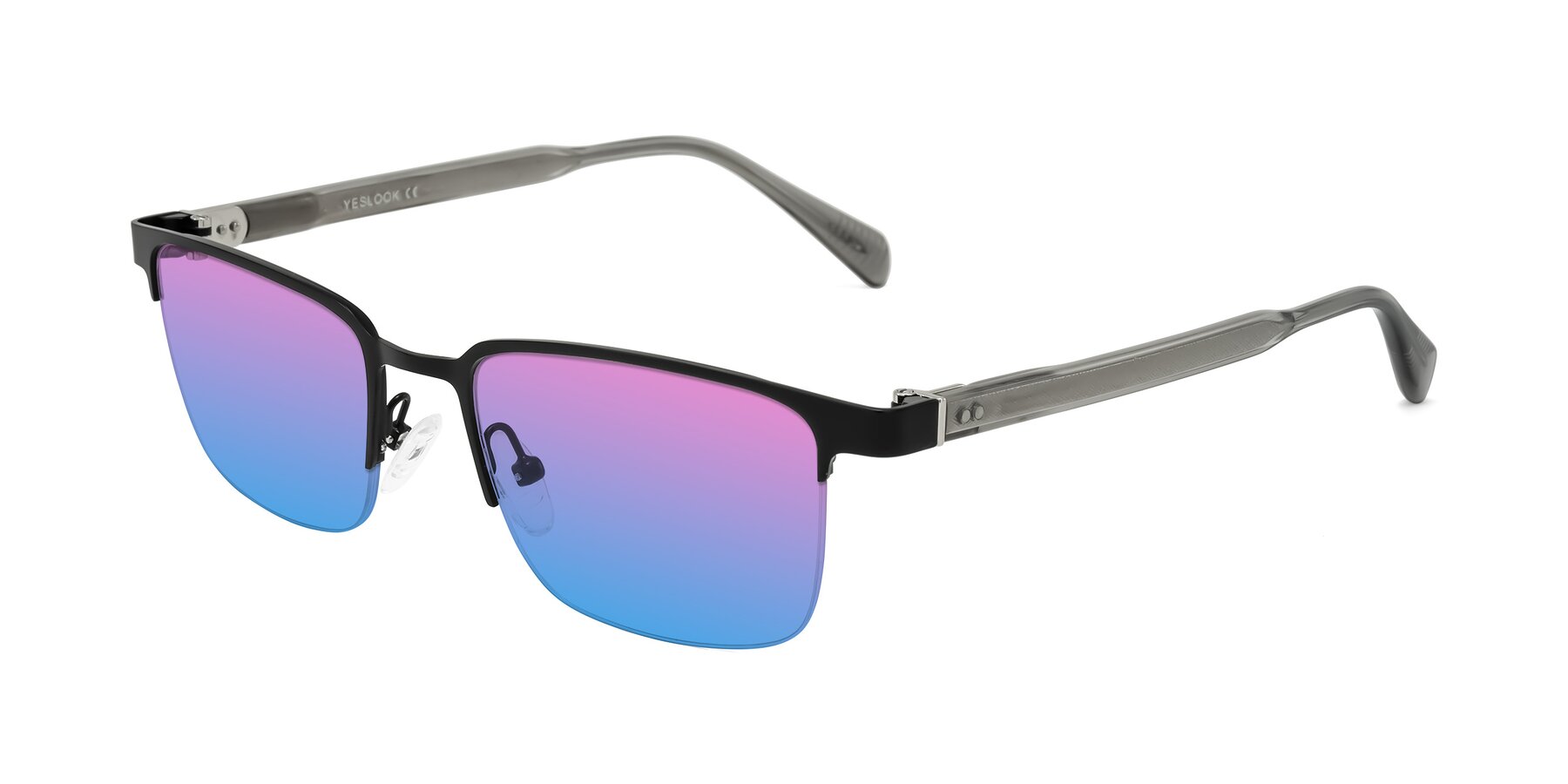 Angle of Tunt in Matte Black with Pink / Blue Gradient Lenses