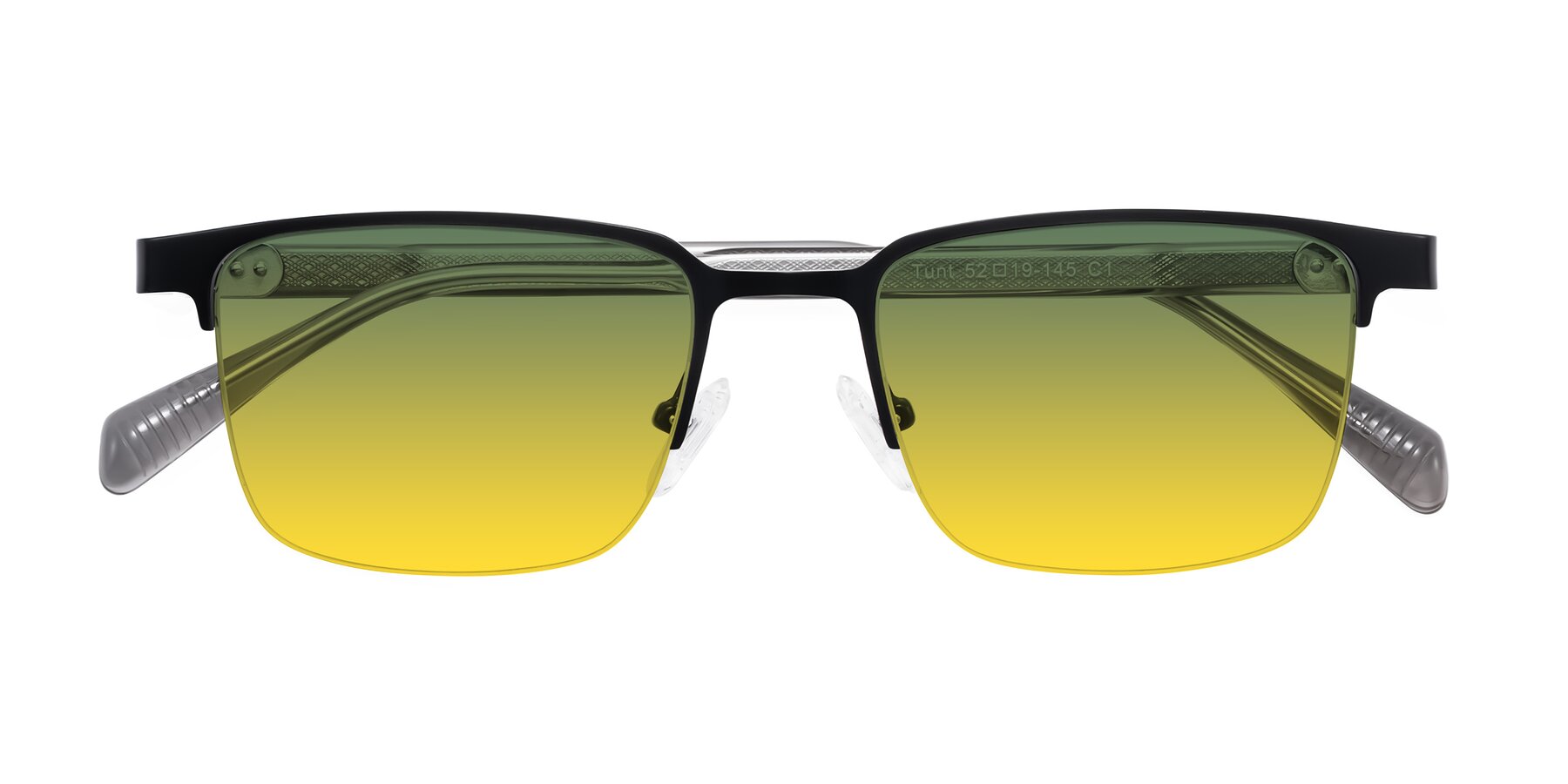 Folded Front of Tunt in Matte Black with Green / Yellow Gradient Lenses