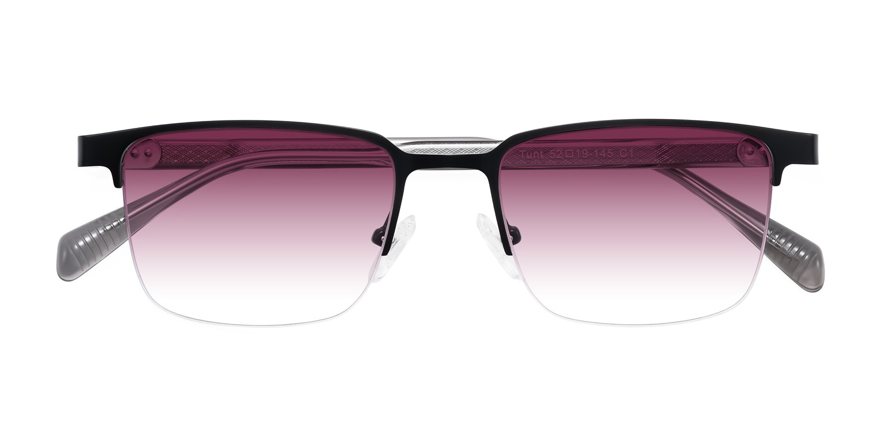 Folded Front of Tunt in Matte Black with Wine Gradient Lenses
