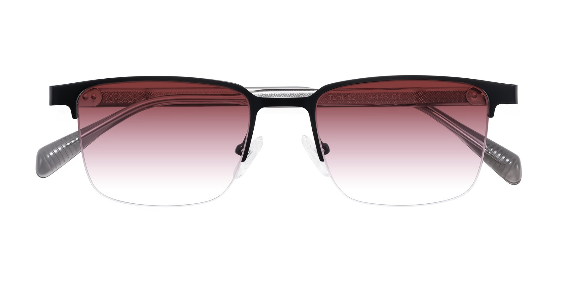 Folded Front of Tunt in Matte Black with Garnet Gradient Lenses