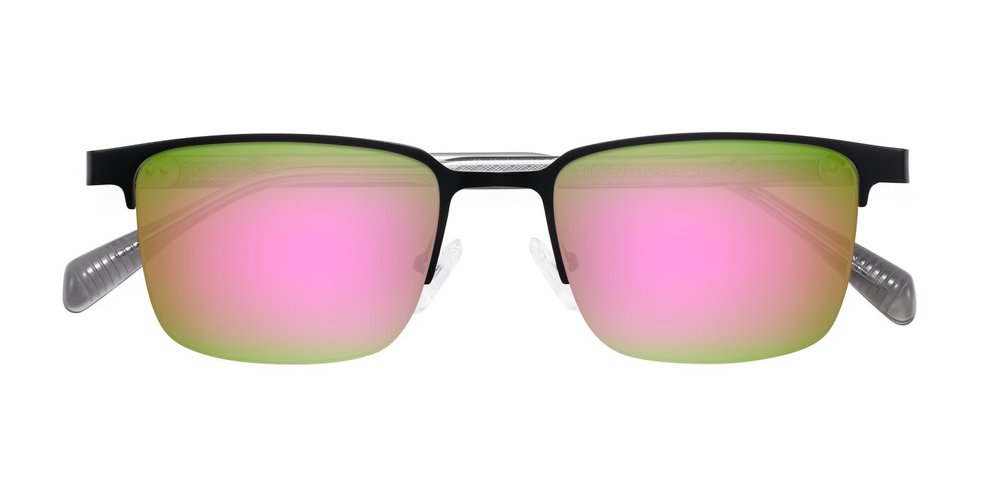 Tunt - Matte Black Flash Mirrored Sunglasses