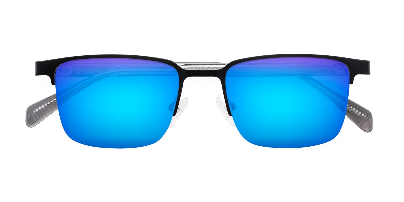 Tunt - Matte Black Flash Mirrored Sunglasses