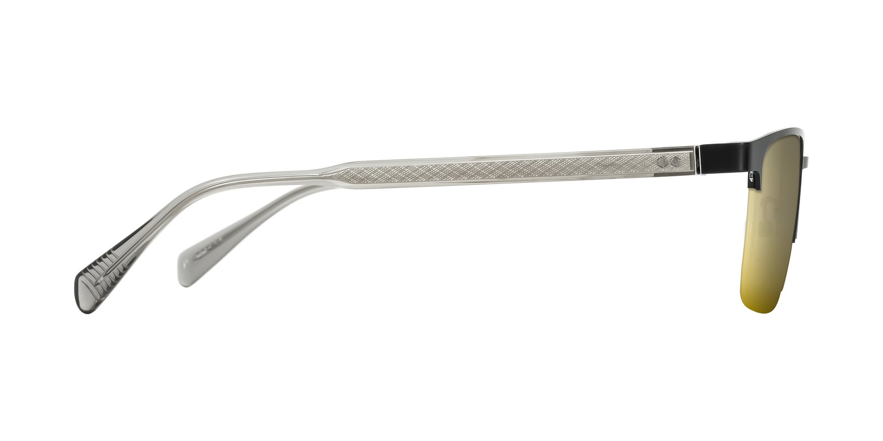 Side of Tunt in Matte Black with Gold Mirrored Lenses