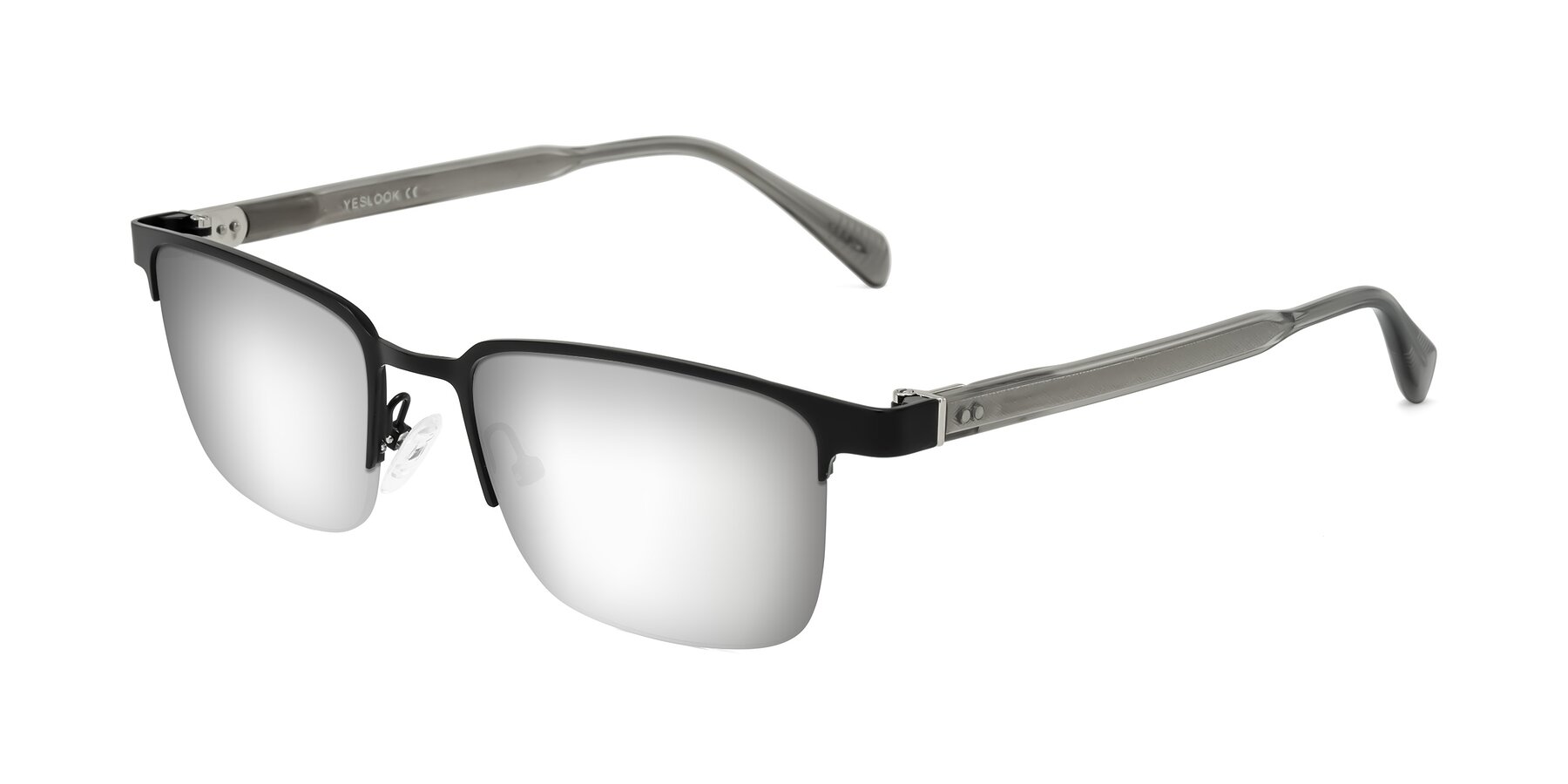 Angle of Tunt in Matte Black with Silver Mirrored Lenses