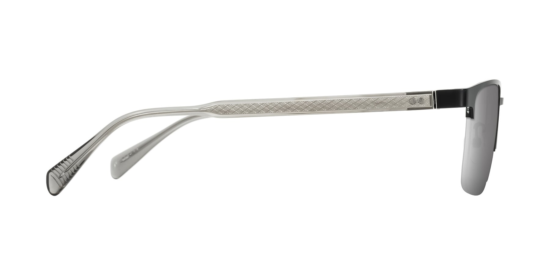 Side of Tunt in Matte Black with Silver Mirrored Lenses