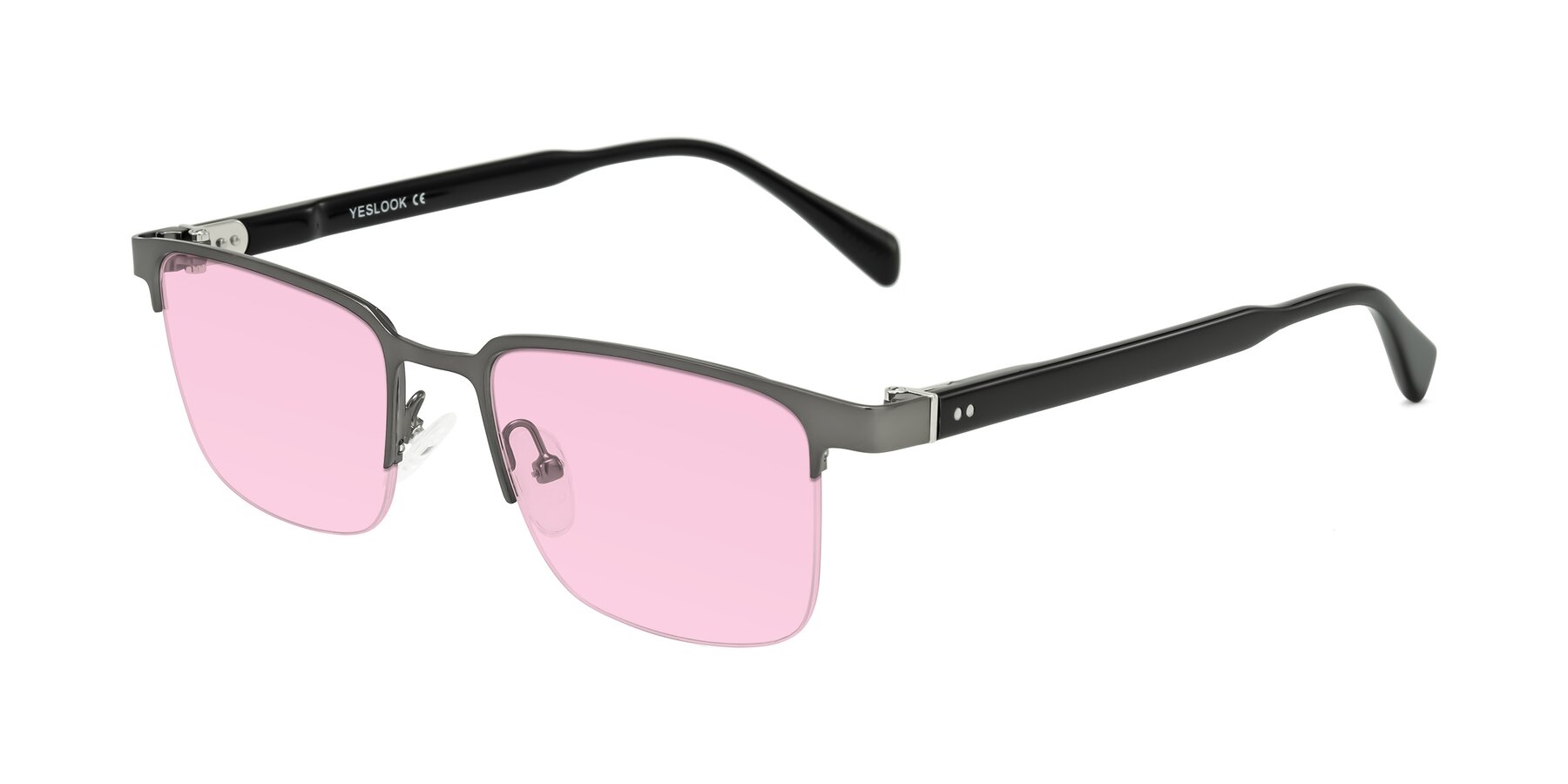 Angle of Tunt in Matte Gunmetal with Light Pink Tinted Lenses