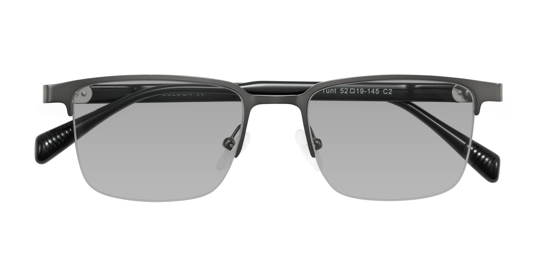 Folded Front of Tunt in Matte Gunmetal with Light Gray Tinted Lenses