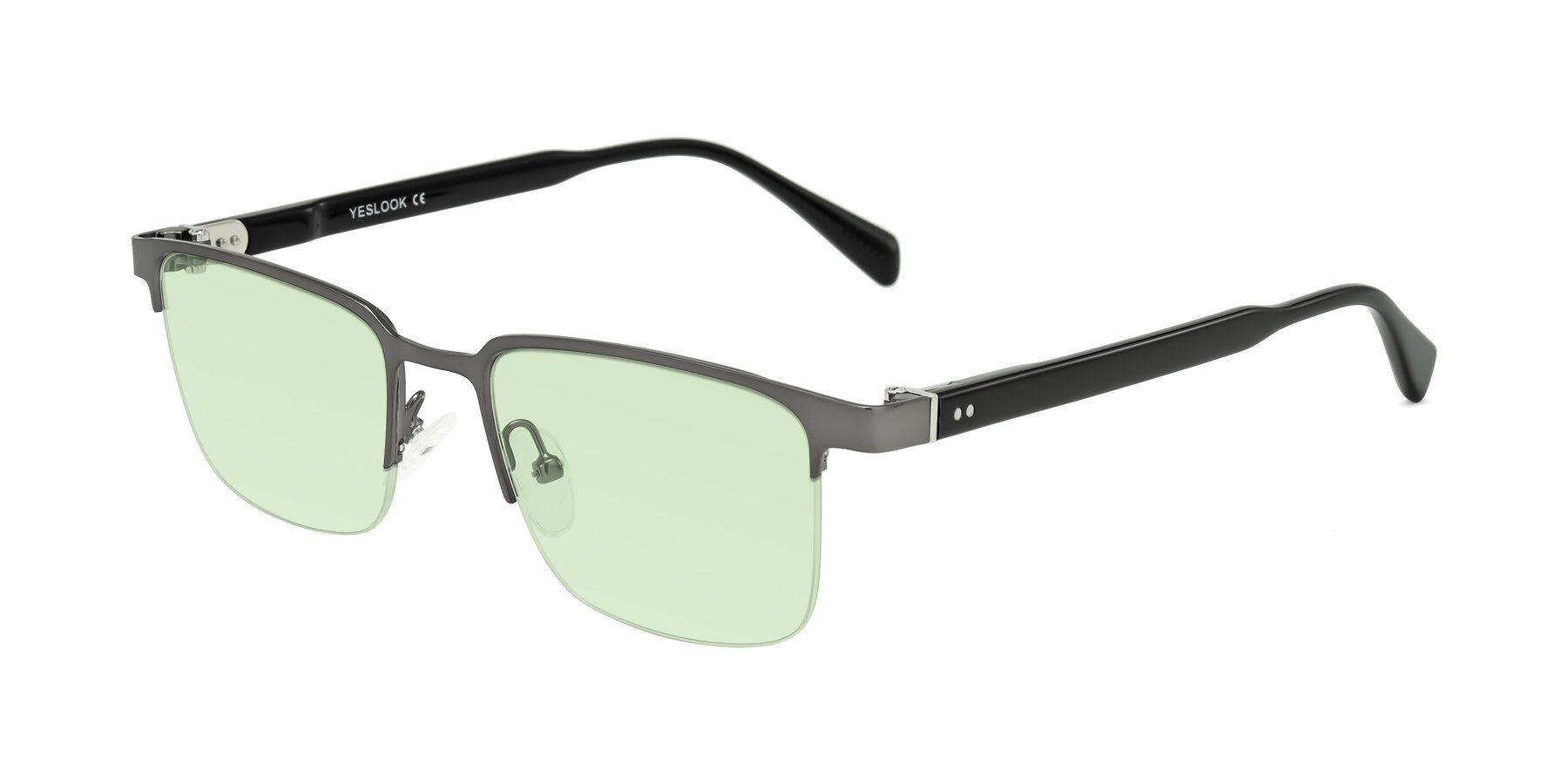 Angle of Tunt in Matte Gunmetal with Light Green Tinted Lenses