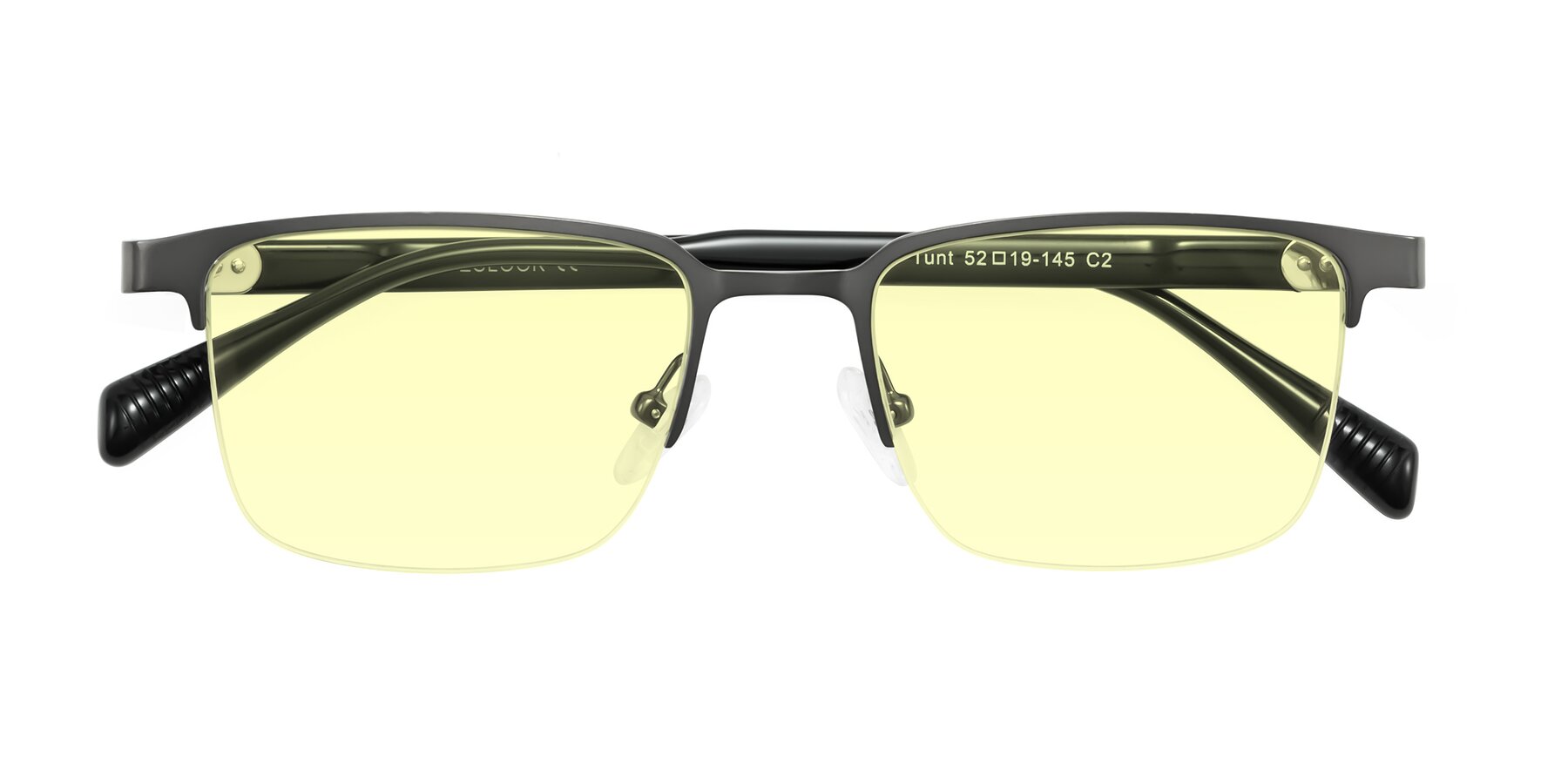Folded Front of Tunt in Matte Gunmetal with Light Yellow Tinted Lenses