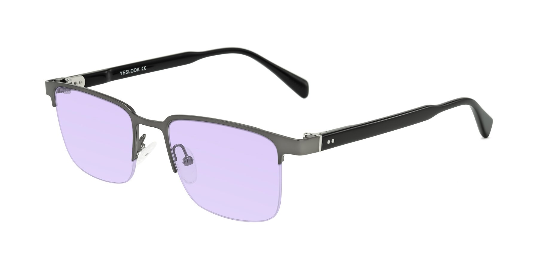 Angle of Tunt in Matte Gunmetal with Light Purple Tinted Lenses