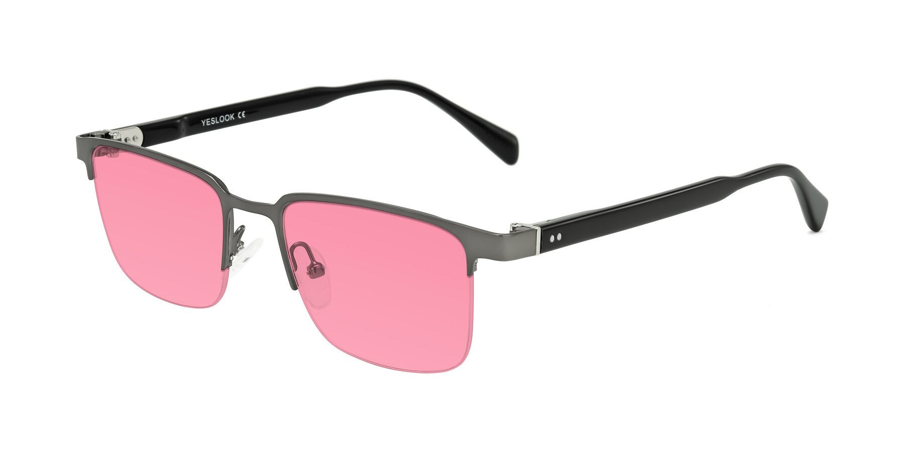 Angle of Tunt in Matte Gunmetal with Pink Tinted Lenses