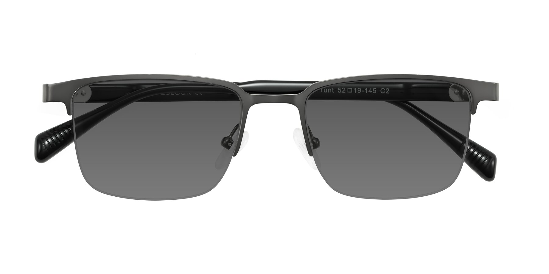 Folded Front of Tunt in Matte Gunmetal with Medium Gray Tinted Lenses