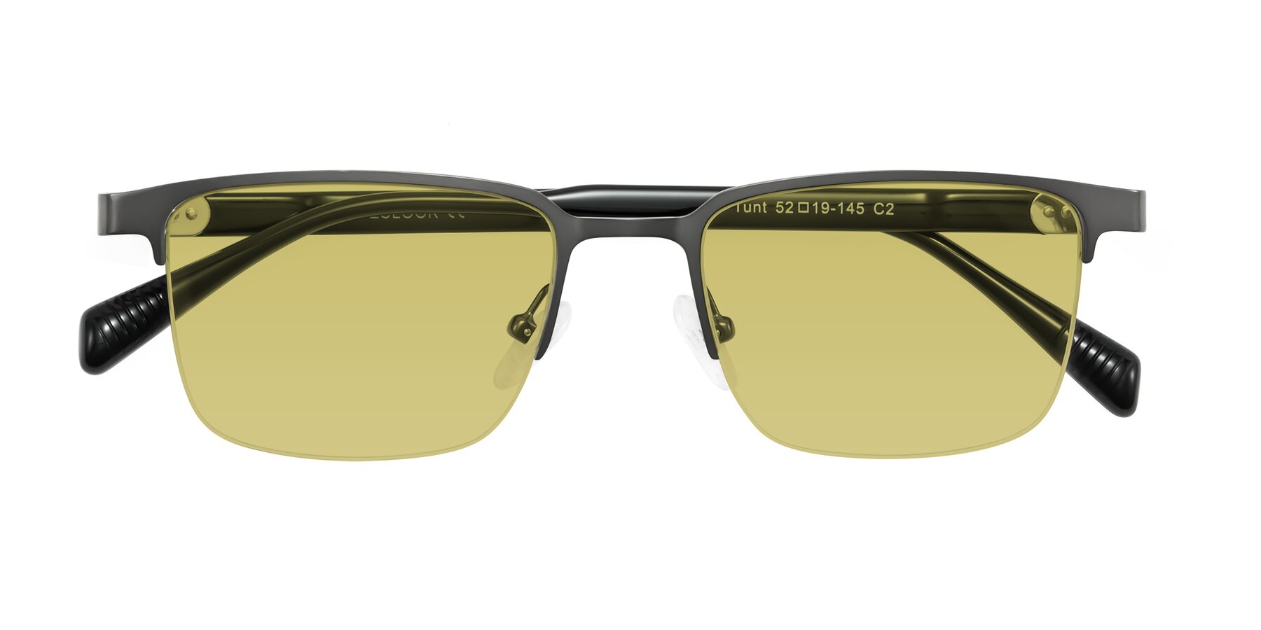 Folded Front of Tunt in Matte Gunmetal with Medium Champagne Tinted Lenses