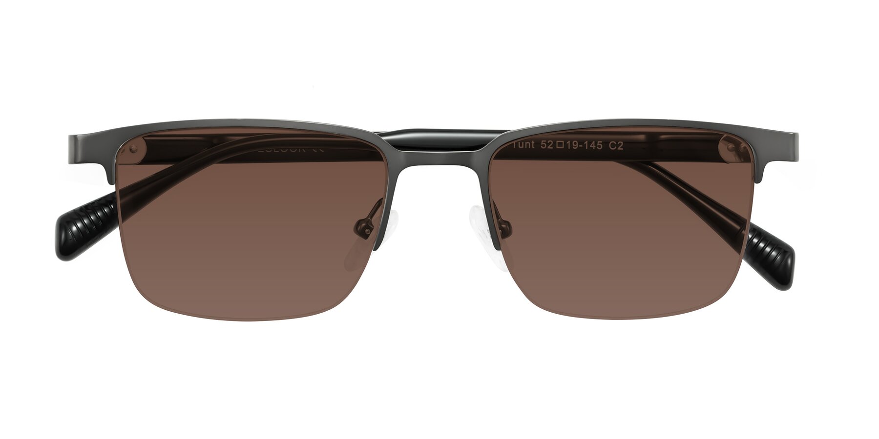 Folded Front of Tunt in Matte Gunmetal with Brown Tinted Lenses