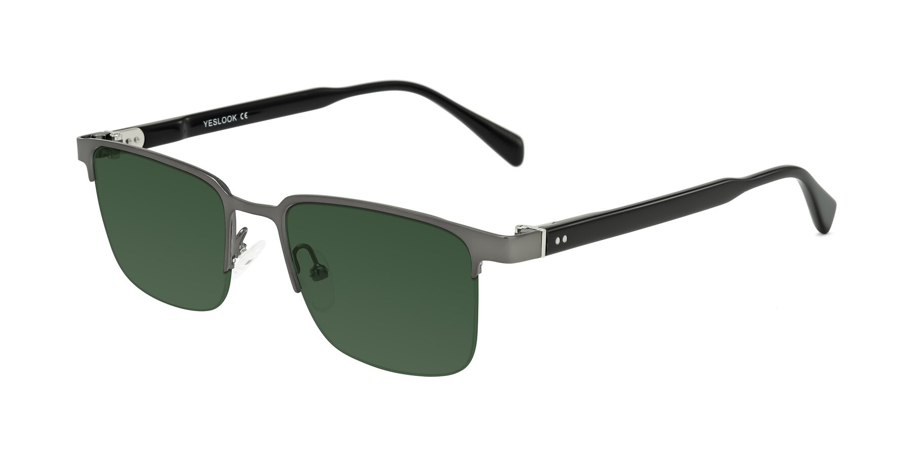 Angle of Tunt in Matte Gunmetal with Green Tinted Lenses