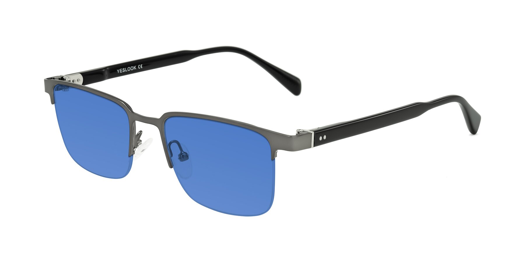 Angle of Tunt in Matte Gunmetal with Blue Tinted Lenses