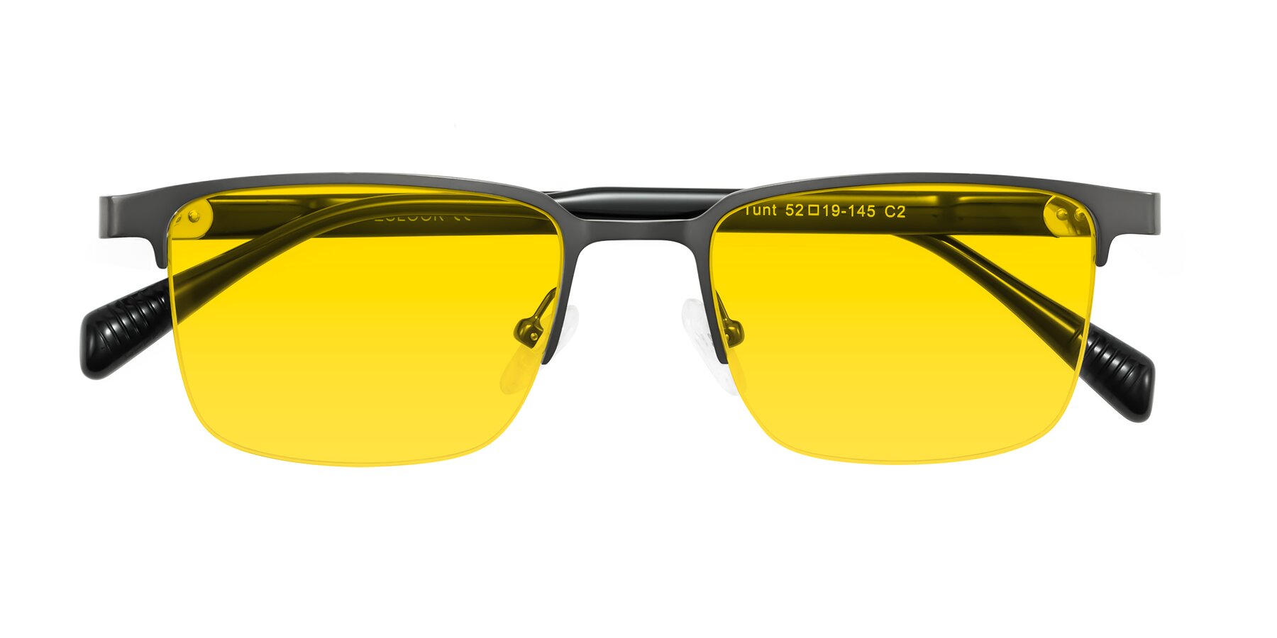 Folded Front of Tunt in Matte Gunmetal with Yellow Tinted Lenses