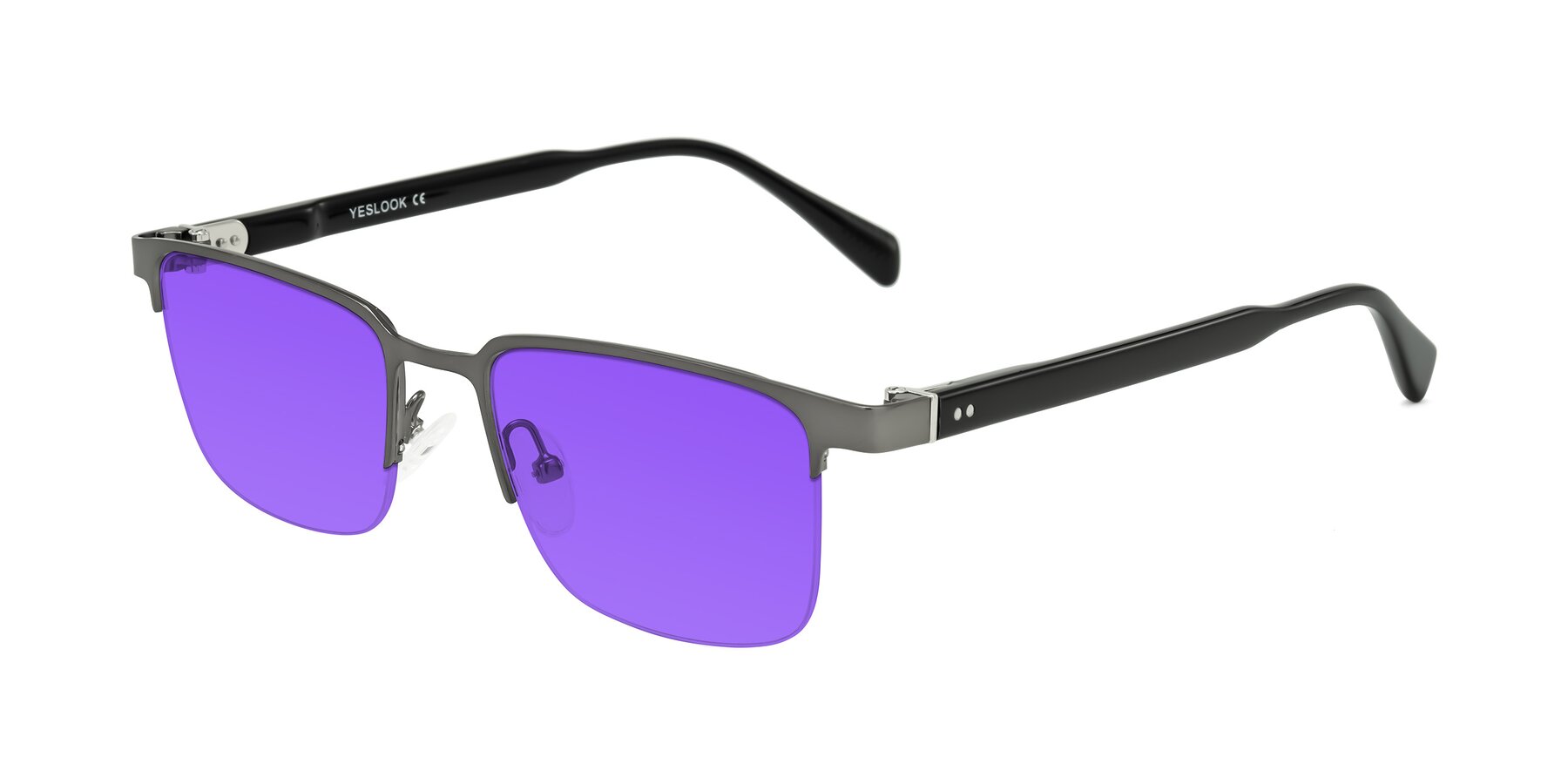 Angle of Tunt in Matte Gunmetal with Purple Tinted Lenses
