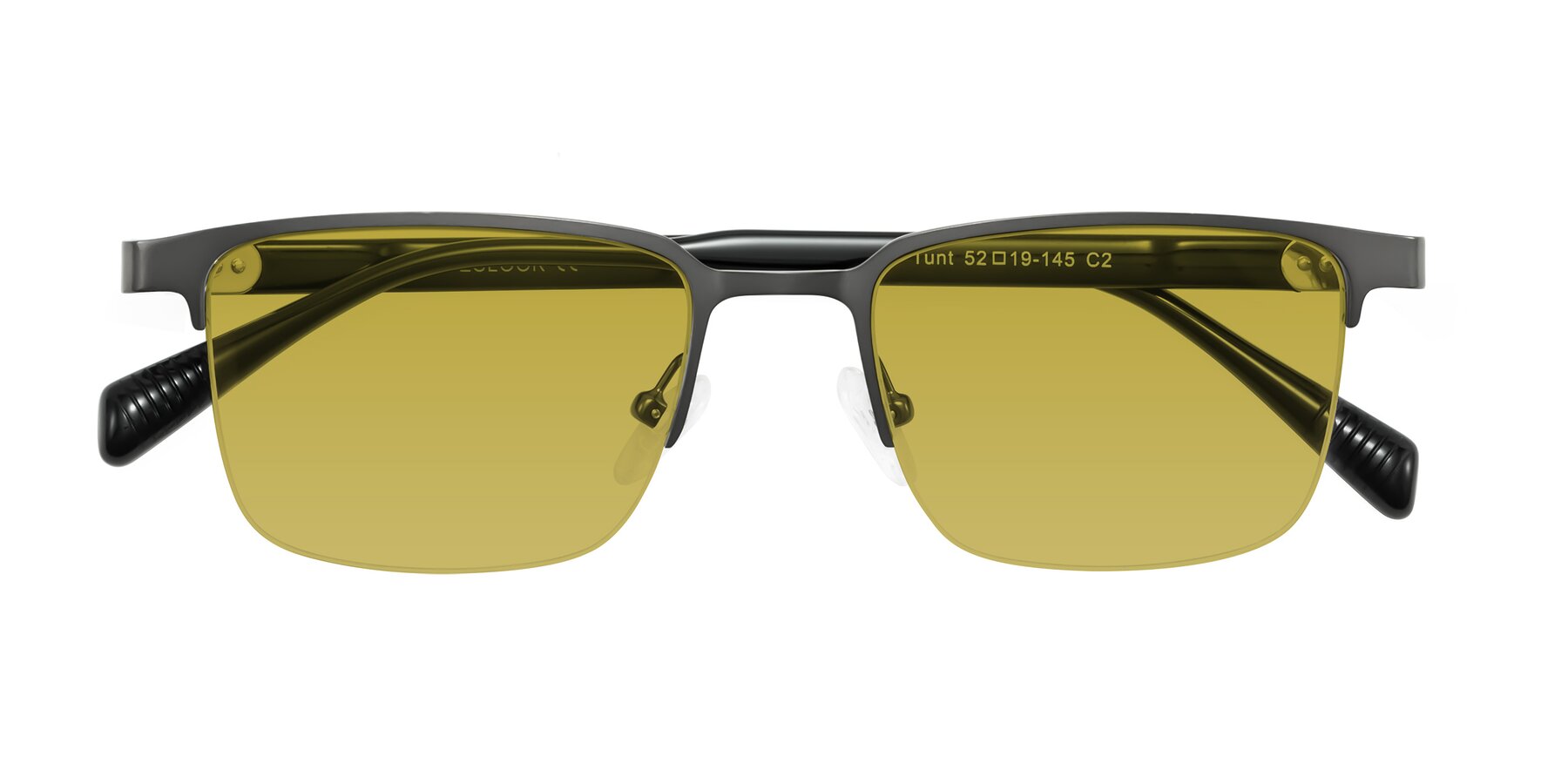 Folded Front of Tunt in Matte Gunmetal with Champagne Tinted Lenses