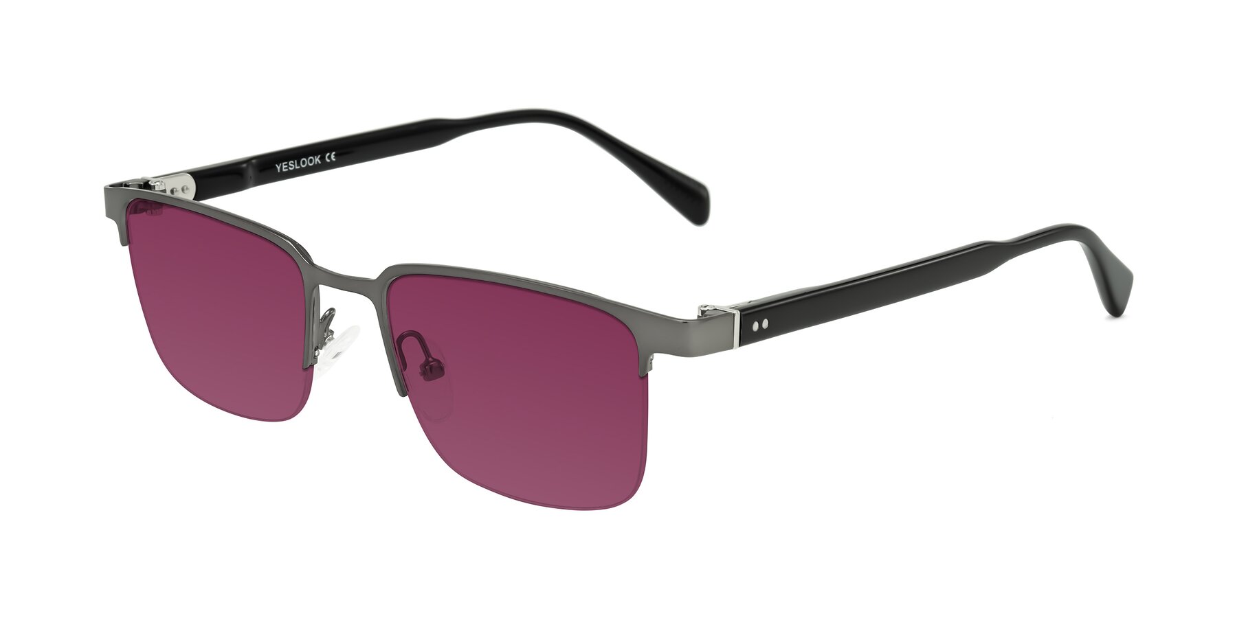 Angle of Tunt in Matte Gunmetal with Wine Tinted Lenses