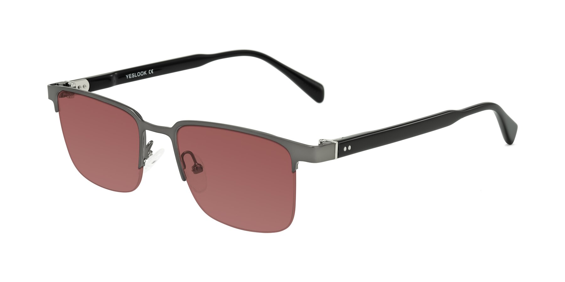 Angle of Tunt in Matte Gunmetal with Garnet Tinted Lenses