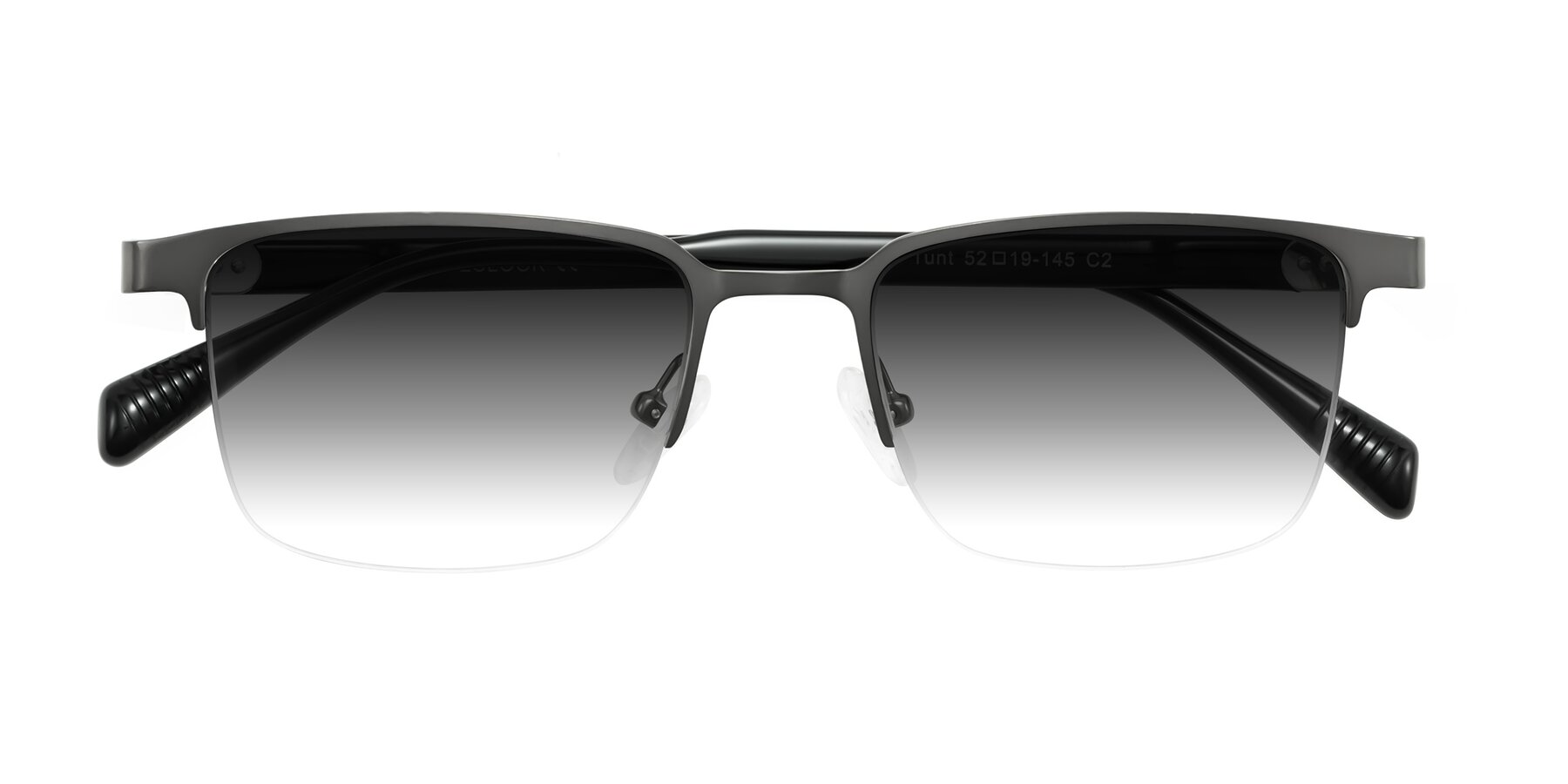 Folded Front of Tunt in Matte Gunmetal with Gray Gradient Lenses