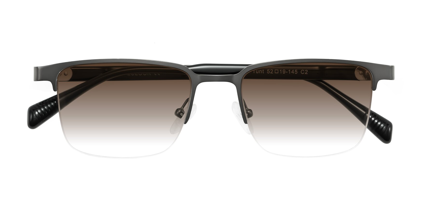 Folded Front of Tunt in Matte Gunmetal with Brown Gradient Lenses