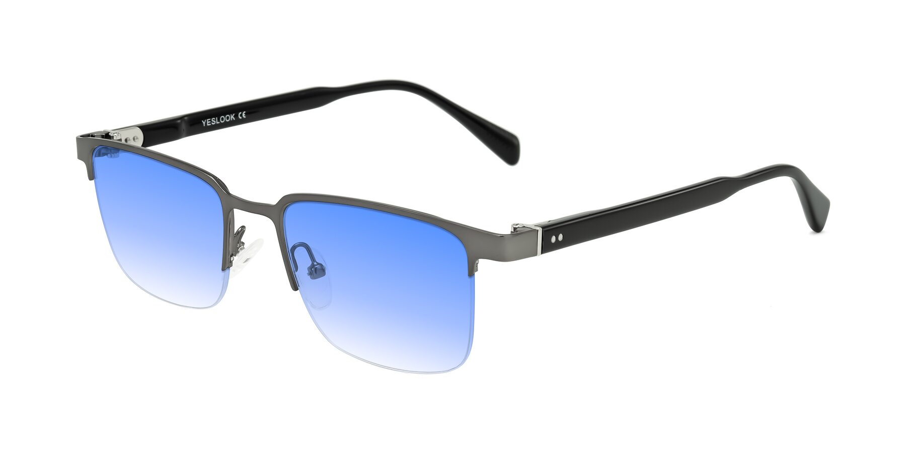 Angle of Tunt in Matte Gunmetal with Blue Gradient Lenses