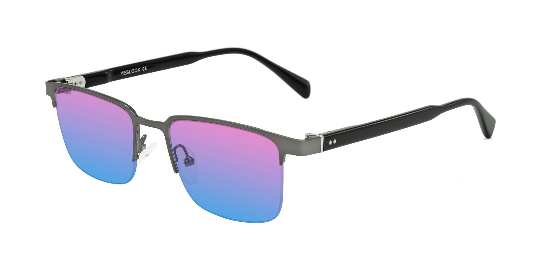Angle of Tunt in Matte Gunmetal with Pink / Blue Gradient Lenses