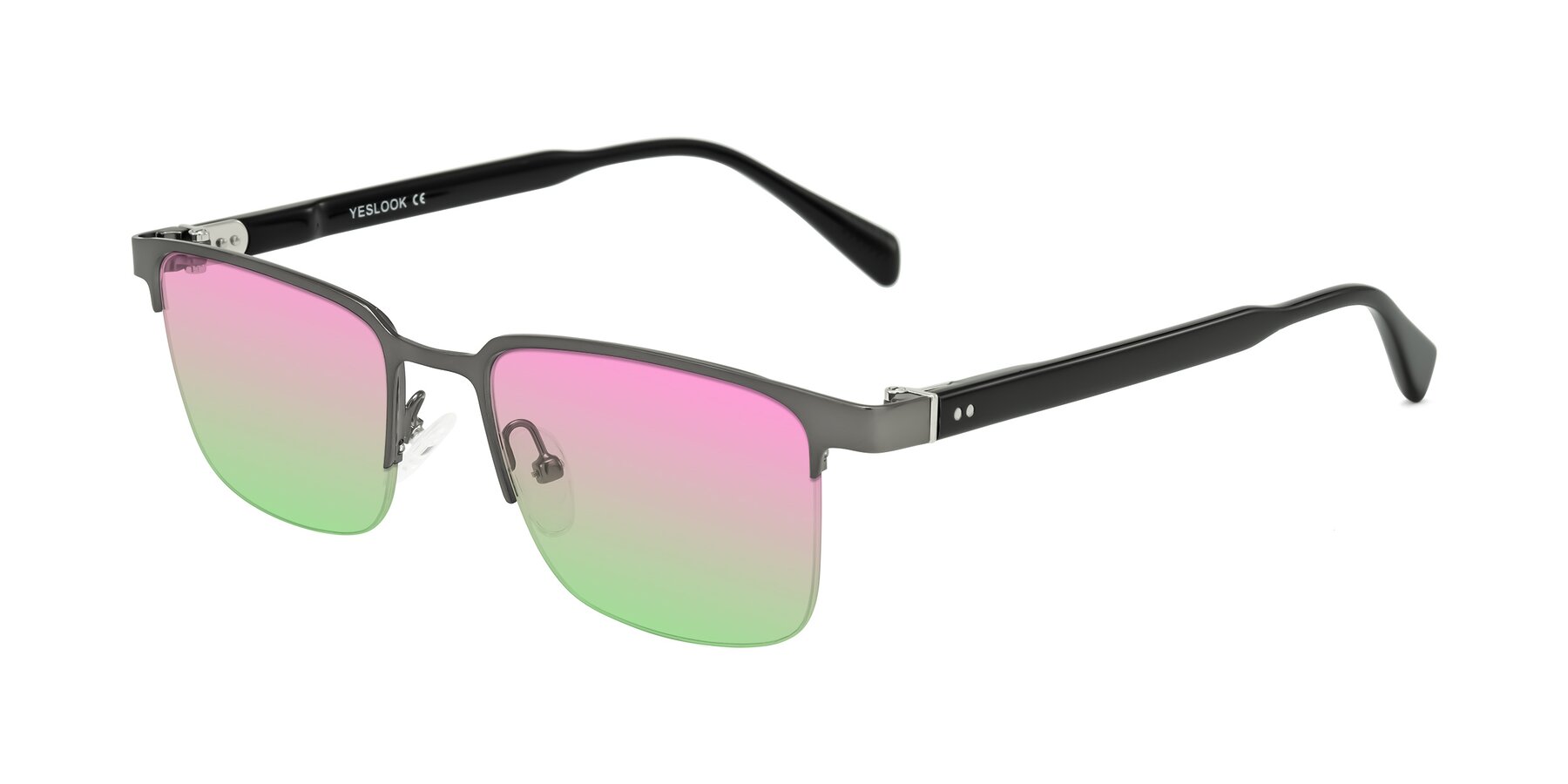 Angle of Tunt in Matte Gunmetal with Pink / Green Gradient Lenses