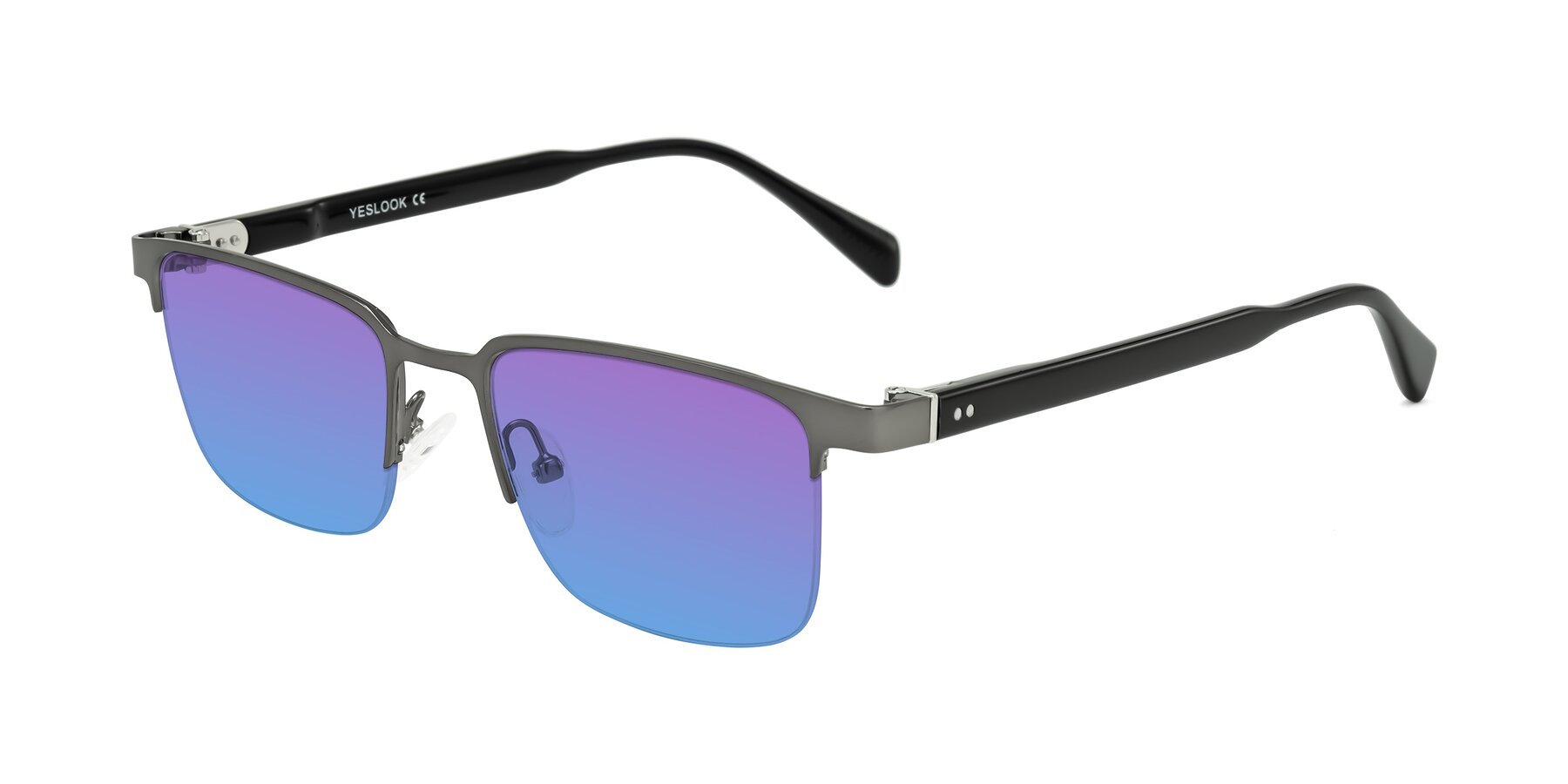 Angle of Tunt in Matte Gunmetal with Purple / Blue Gradient Lenses