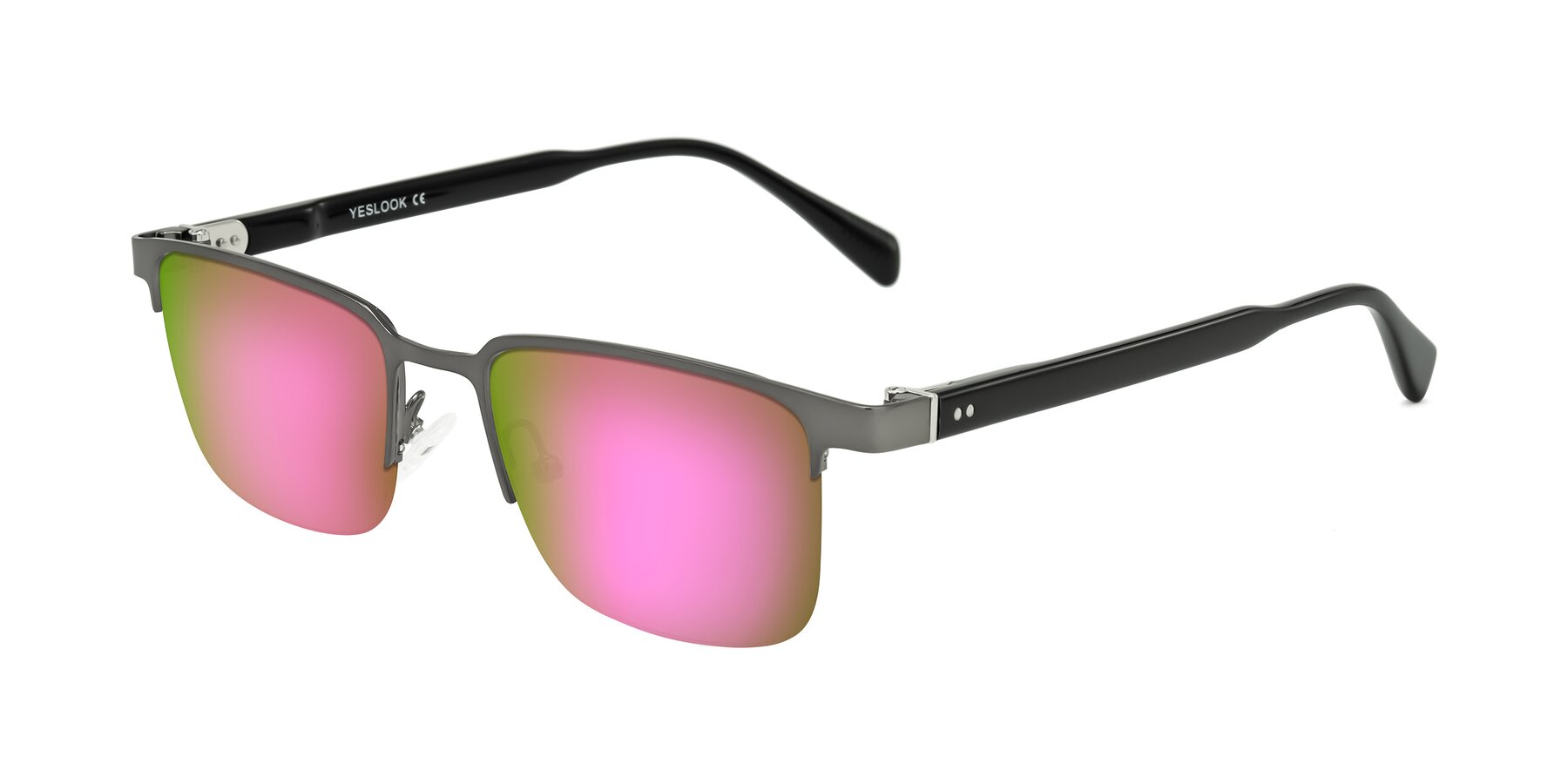 Angle of Tunt in Matte Gunmetal with Pink Mirrored Lenses