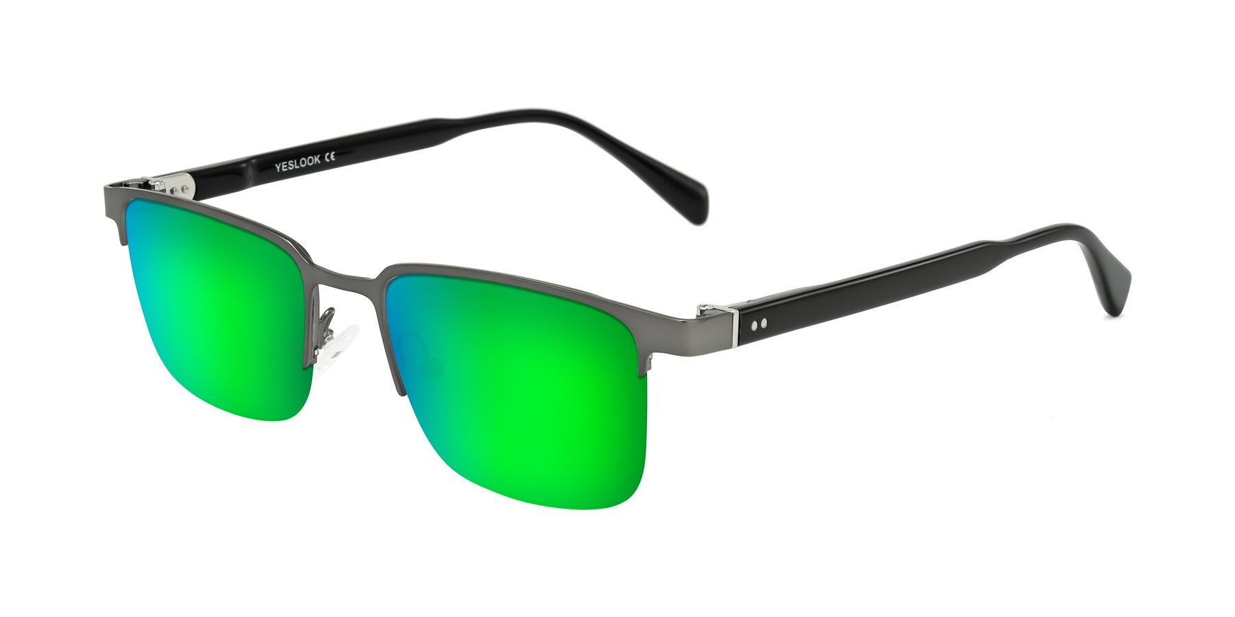 Angle of Tunt in Matte Gunmetal with Green Mirrored Lenses