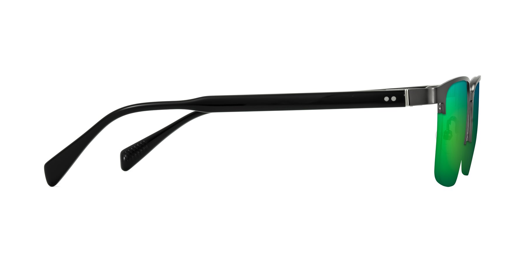 Side of Tunt in Matte Gunmetal with Green Mirrored Lenses