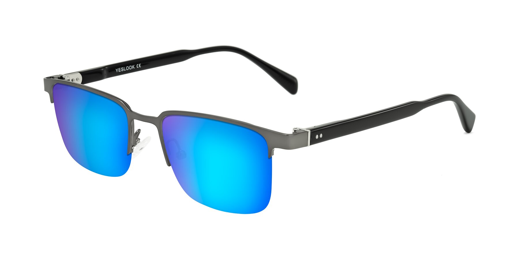 Angle of Tunt in Matte Gunmetal with Blue Mirrored Lenses