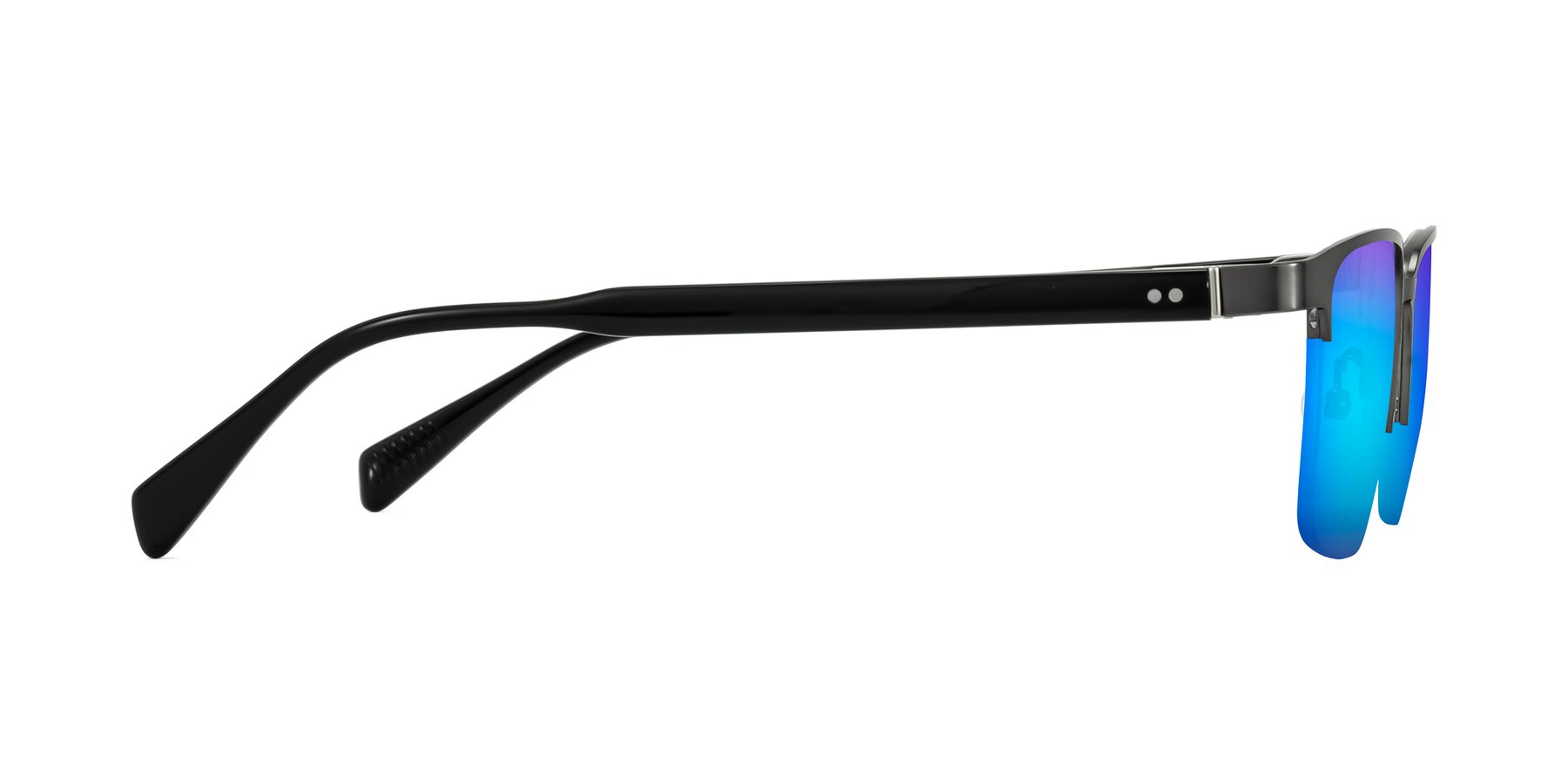 Side of Tunt in Matte Gunmetal with Blue Mirrored Lenses