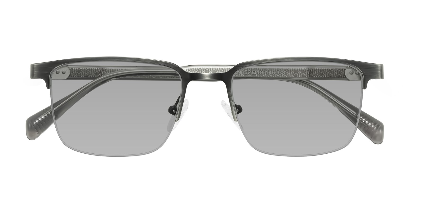 Folded Front of Tunt in Brushed Silver with Light Gray Tinted Lenses