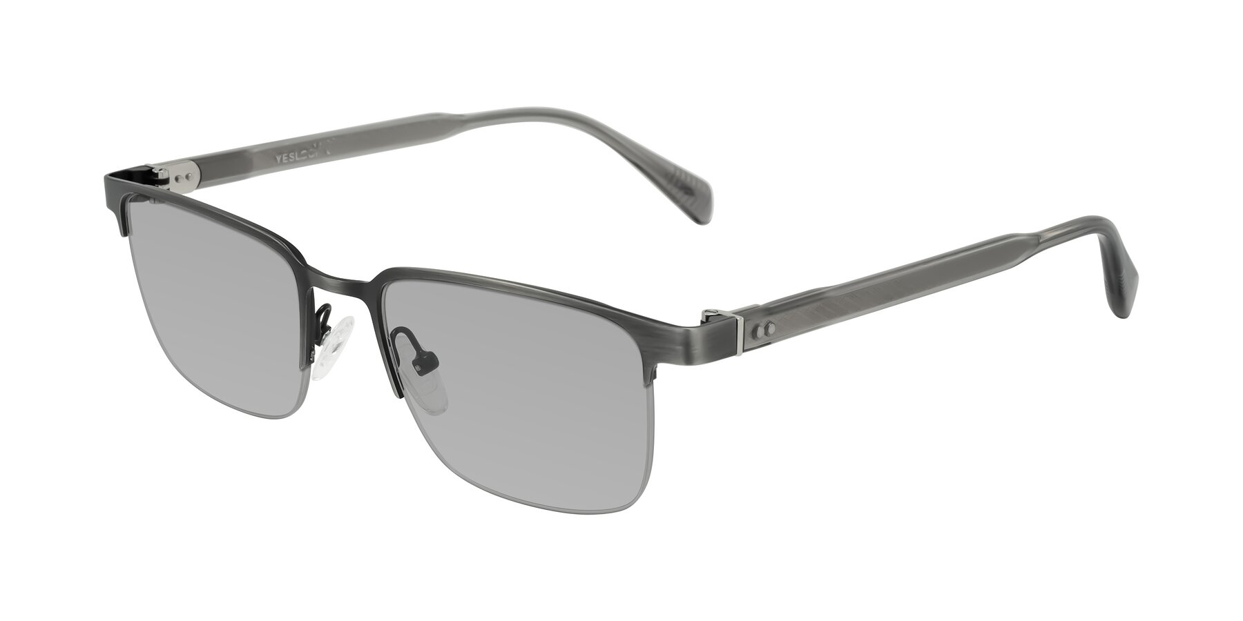 Angle of Tunt in Brushed Silver with Light Gray Tinted Lenses