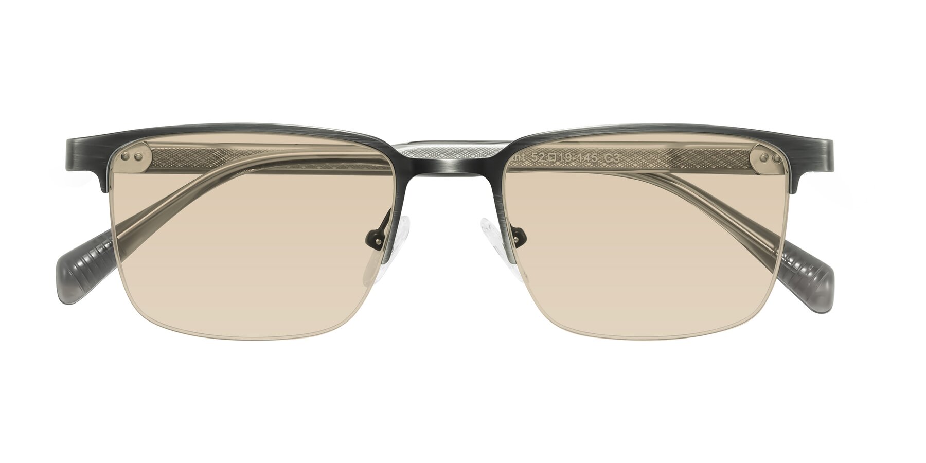 Folded Front of Tunt in Brushed Silver with Light Brown Tinted Lenses