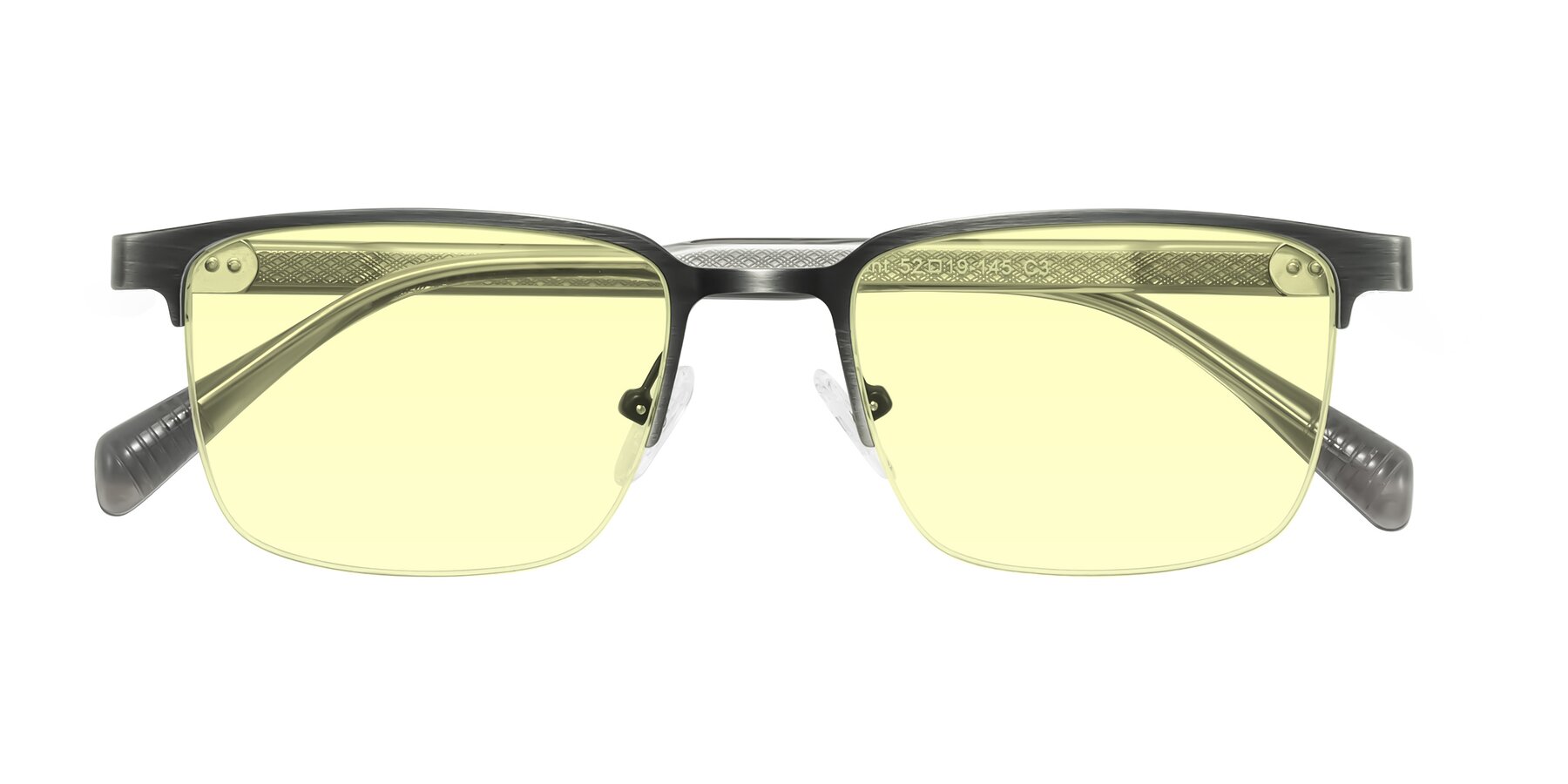 Folded Front of Tunt in Brushed Silver with Light Yellow Tinted Lenses