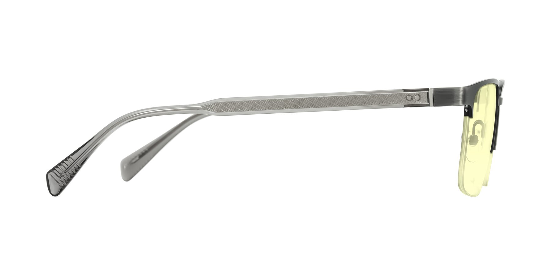 Side of Tunt in Brushed Silver with Light Yellow Tinted Lenses