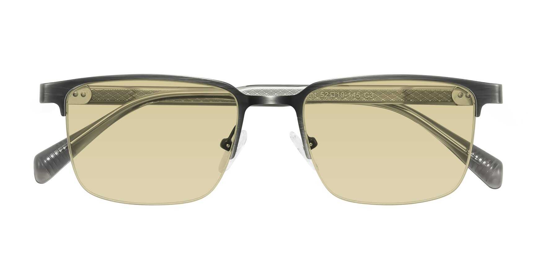 Folded Front of Tunt in Brushed Silver with Light Champagne Tinted Lenses