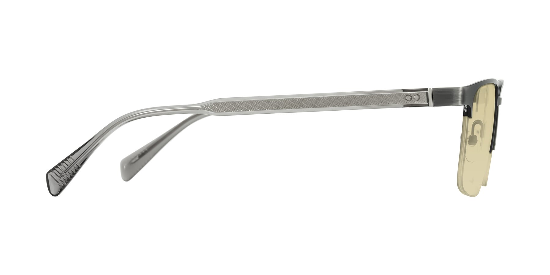 Side of Tunt in Brushed Silver with Light Champagne Tinted Lenses