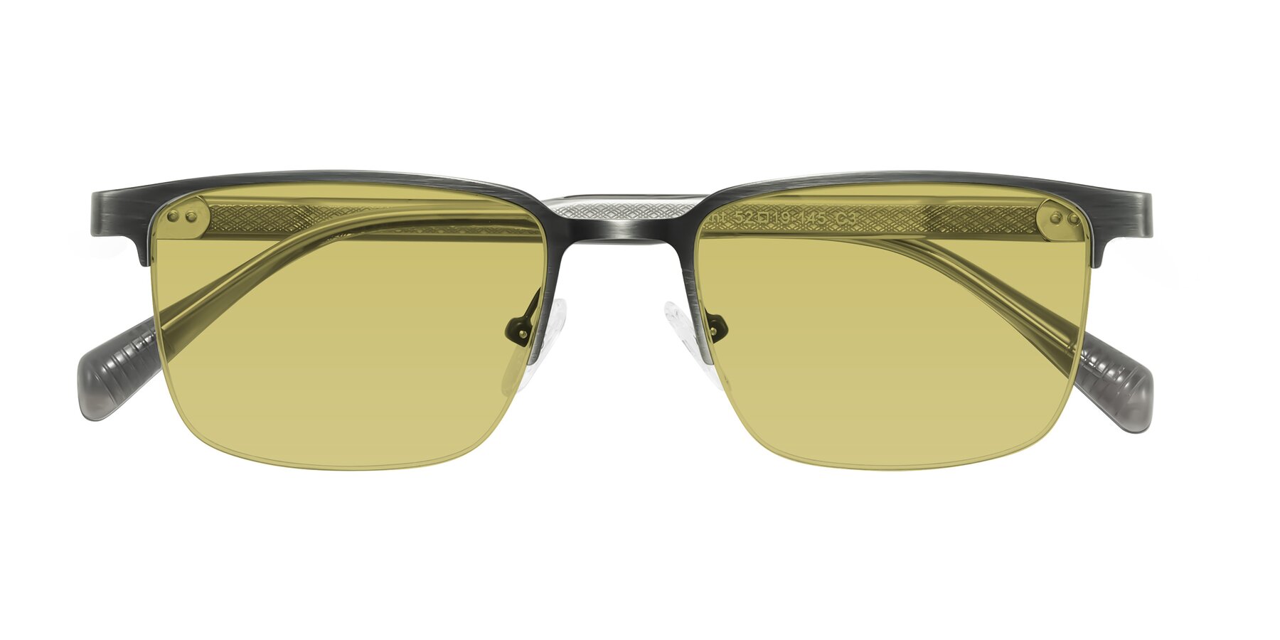 Folded Front of Tunt in Brushed Silver with Medium Champagne Tinted Lenses