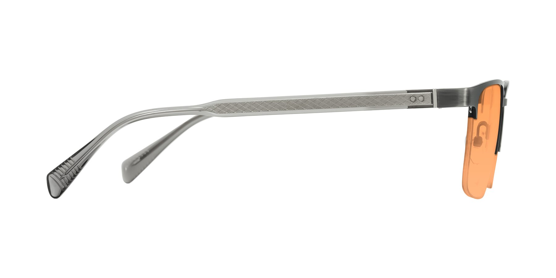 Side of Tunt in Brushed Silver with Medium Orange Tinted Lenses