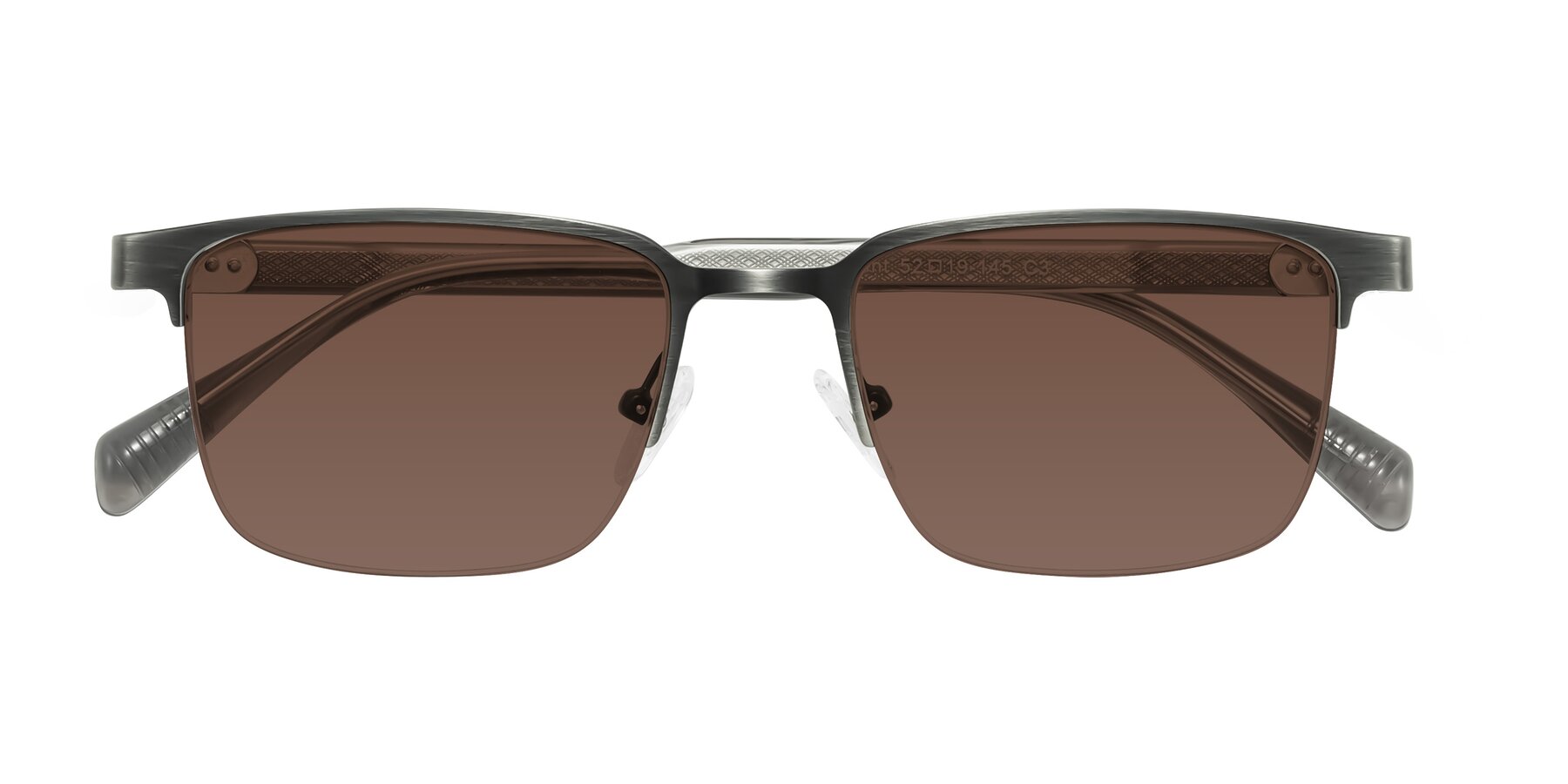 Folded Front of Tunt in Brushed Silver with Brown Tinted Lenses