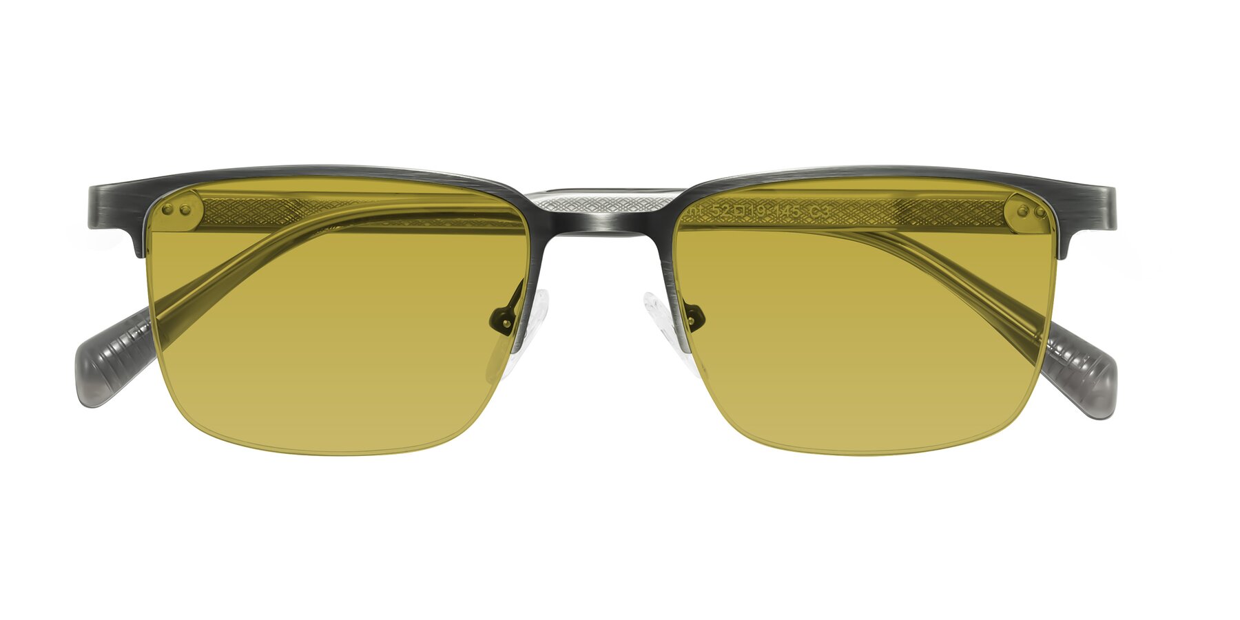 Folded Front of Tunt in Brushed Silver with Champagne Tinted Lenses
