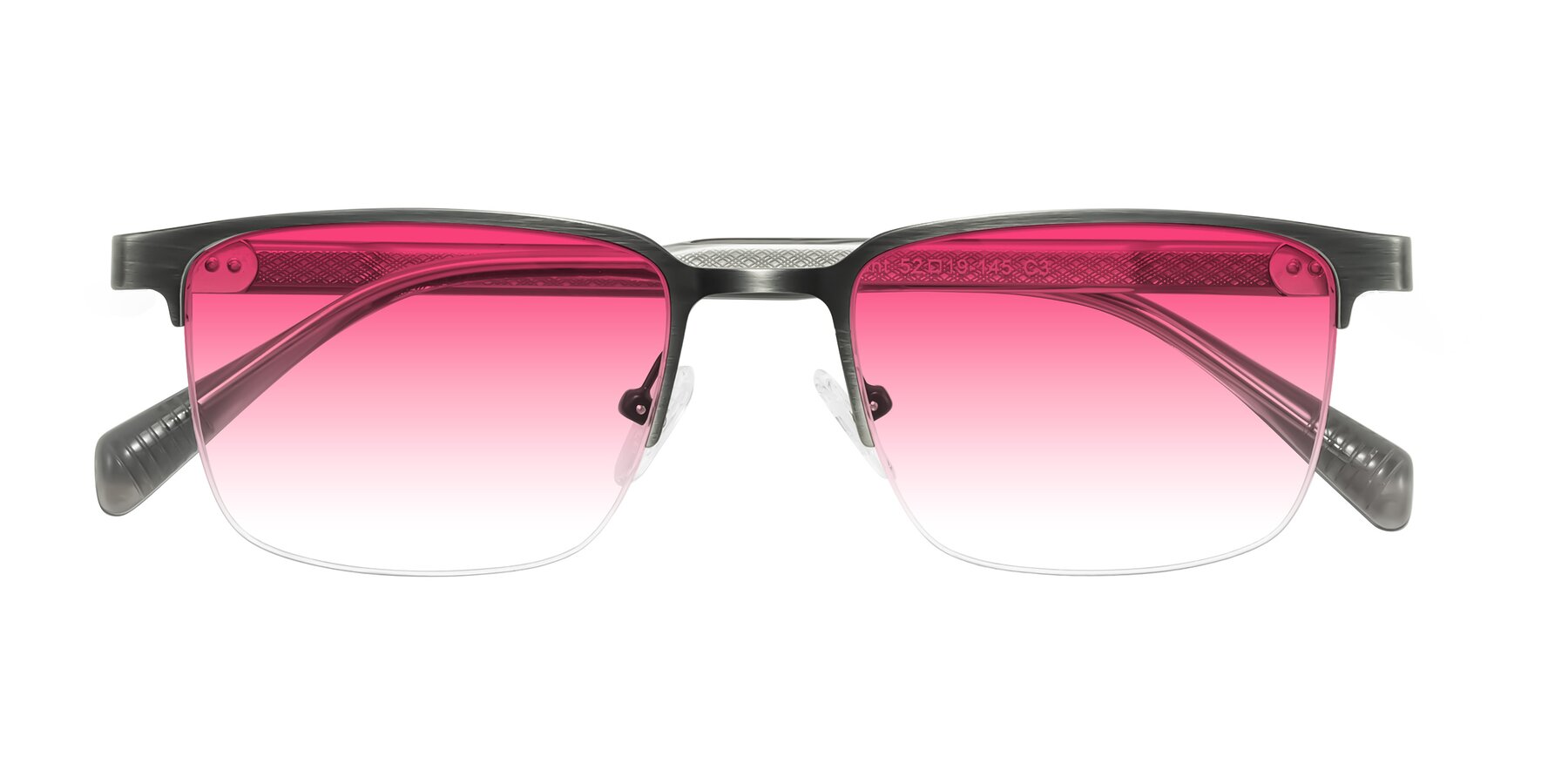Folded Front of Tunt in Brushed Silver with Pink Gradient Lenses